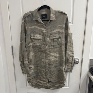 Rails Lennon Camo Long Sleeve Button Down Mini Dress Size XS